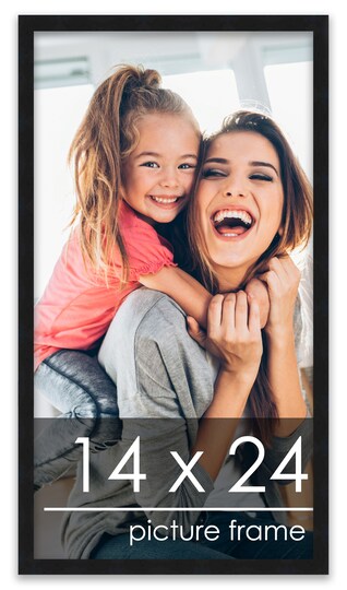 14x24 Solid Wood Picture Frame with UV-Resistant Acrylic & Acid-Free Backing, Available in 6 Finishes: Matte Black, Matte White, Metallic Bronze, Silver, Natural Wood Grain & Mahogany